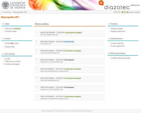 Sistema de impresión online Diazonet